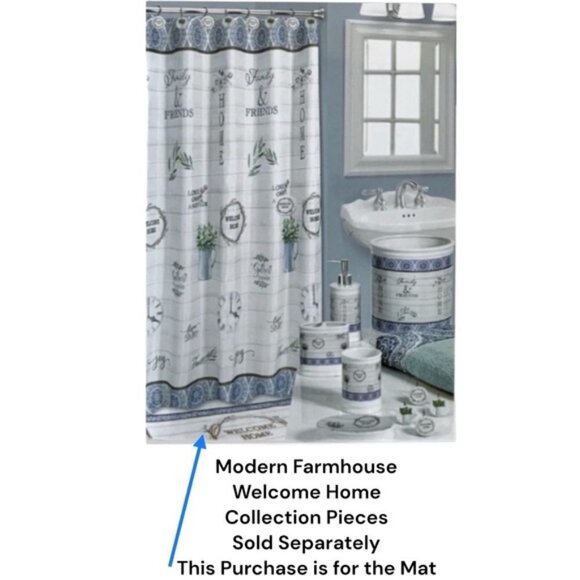 Modern Farmhouse Welcome Home Accent Matt Rug 20 x 32 Inch Blue White - Picture 13 of 14